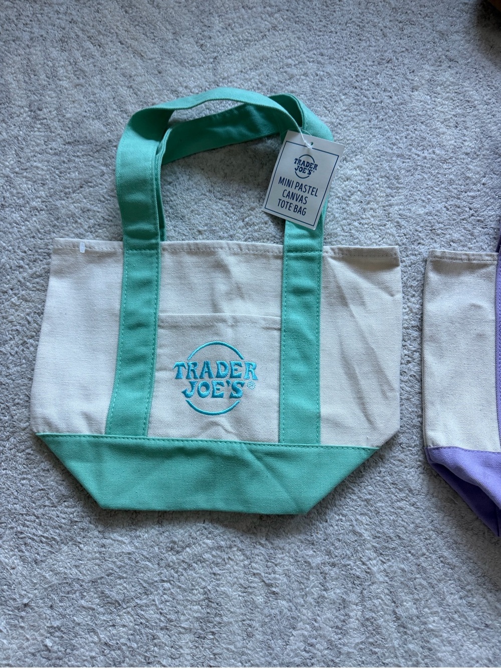 Trader Joe's Mini Pastel Canvas Tote Bag - Mint